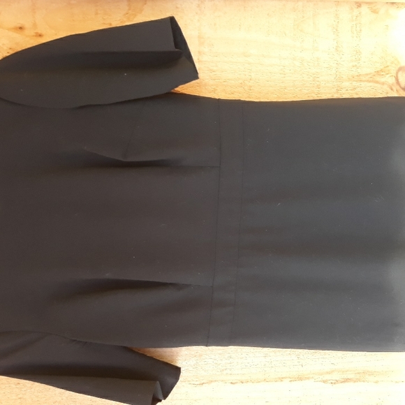 Banana Republic Sheath Dress Faux Wrap Stretch Cotton Work Career Black 4 - Picture 2 of 8